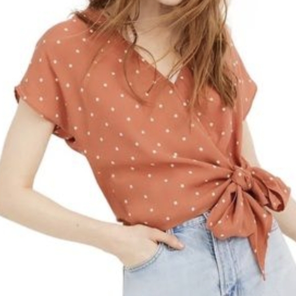 Madewell Tops - Madewell Sash-Tie Wrap Top in Polka Dot size medium
